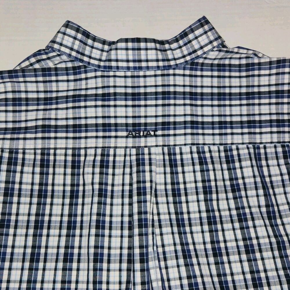Ariat Pro Series Long Sleeve Plaid Button Down Shirt Men XXL Blue Cowboy Western - Picture 2 of 5